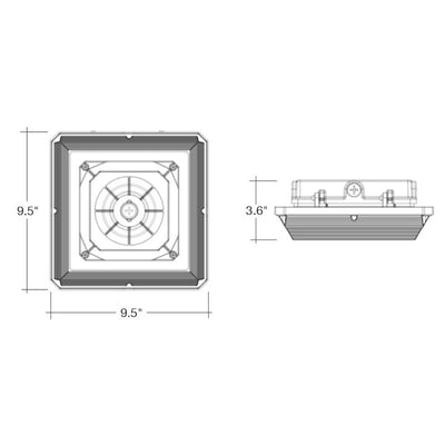 ARCY-Line: Square Canopy Fixture, 8400 Lumen Max, Wattage and CCT Selectable, 120-277V, Bronze or White Finish