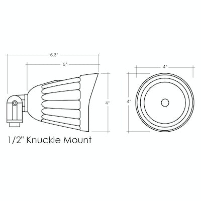 Knuckle Mounted S-Line LED Bullet Flood Light, 25W, 120-277V, 3,500 Lumens, CCT Selectable 3000K/4000K/5000K, Bronze or White Finish