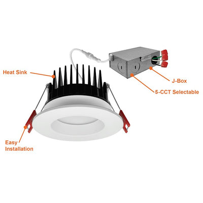 3" Frosted Downlight: M-Line, 10W, 800 Lumens, CCT Selectable, 120V, White Finish