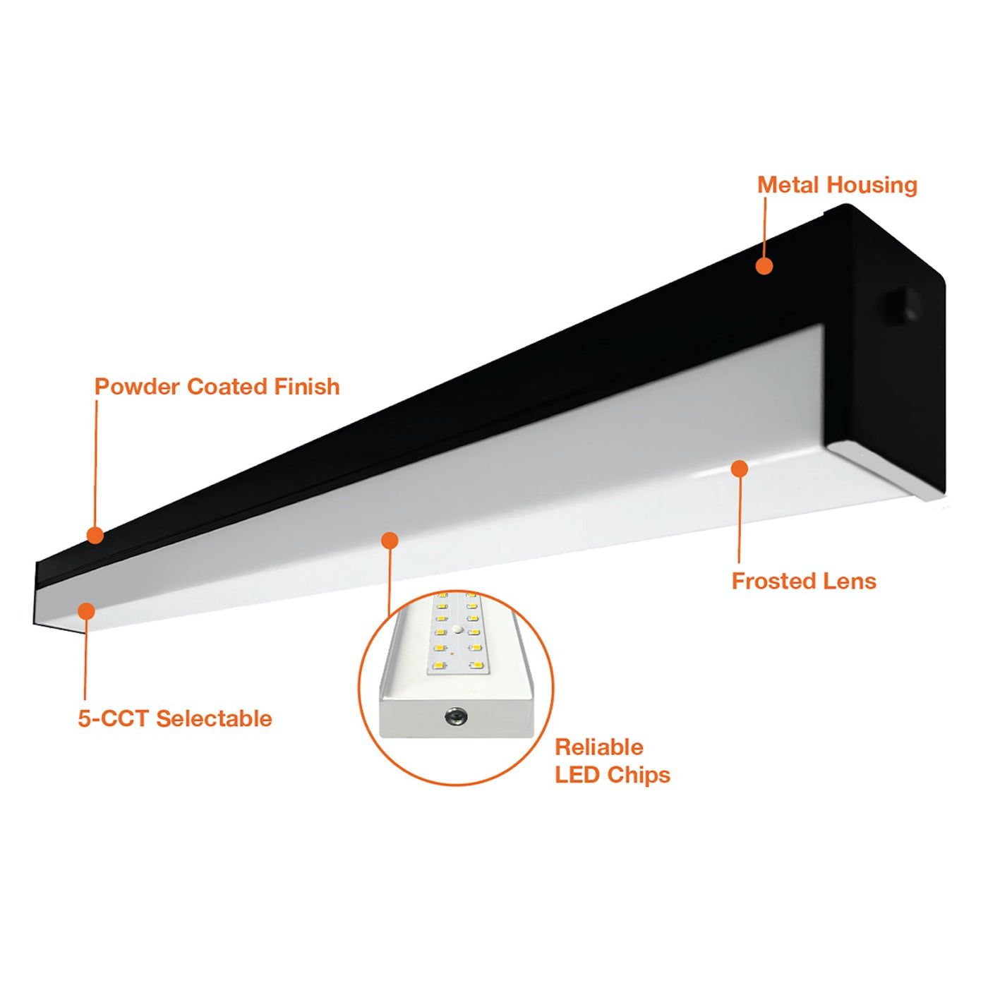 4FT Suspended Down Linear Fixture, 6500 Lumen Max, Wattage and CCT ...