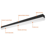 4FT Round Strip Light, 5200 Lumen Max, Wattage and CCT Selectable, Optional Emergency Backup and Sensors, 120-277V, White or Black Finish