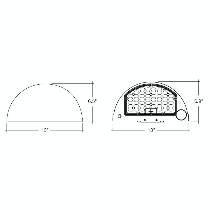 LED Semi-Circle Wall Pack, 10800 Lumen Max, CCT and Wattage Selectable, Integrated Photocell, 120-277V