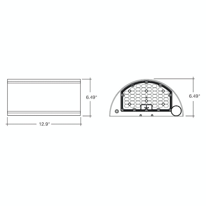 LED Semi-Circle Up/Down Wall Pack, 11,600 Lumen Max, CCT and Wattage Selectable, Integrated Photocell, 120-347V, Bronze or Black Finish