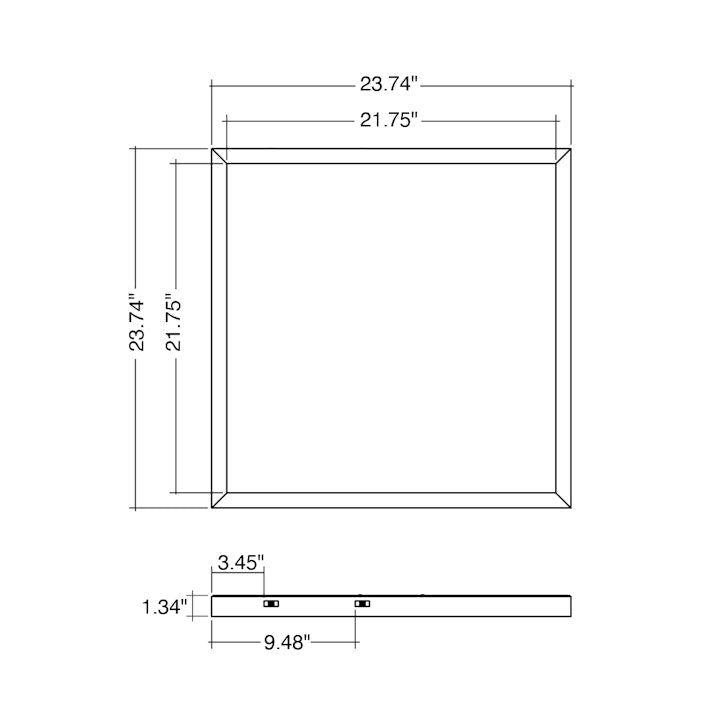 2x2 Surface Mount LED Panel: Internal-Line, 1.34" Thick, 4400 Lumen Max, Wattage and CCT Selectable, 120-277V