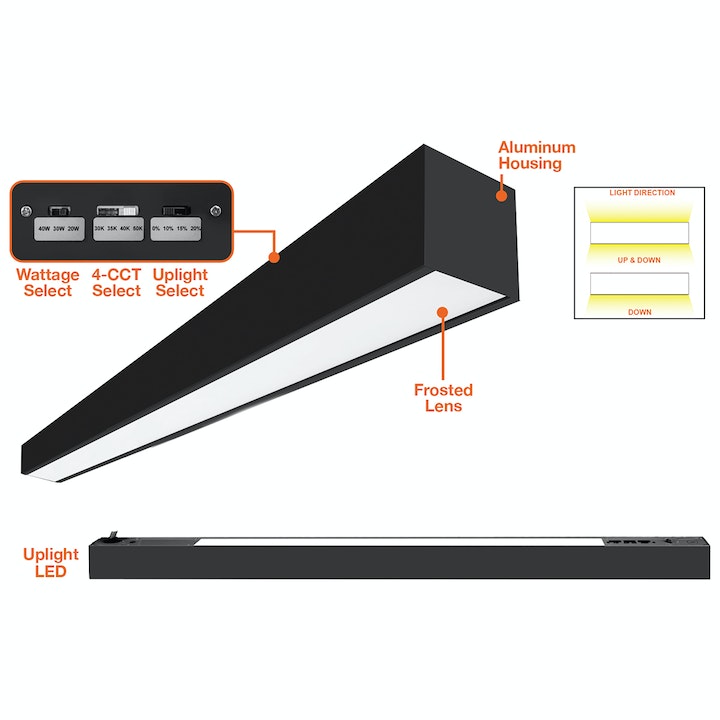 8FT C-Line: Suspended Linear w/ Uplight, 12500 Lumen Max, Wattage and ...