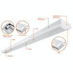 4FT Frosted LED Wrap Light, 5520 Lumen Max, Wattage and CCT Selectable, 120-277V