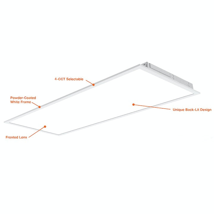 1 X 4 Foot LED Panel: Backlit-Line, 4400 Lumens, Wattage and CCT Selectable, 120-277V