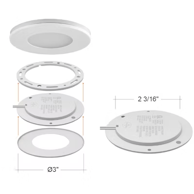 LED Undercabinet Puck Light, 300 Lumens, 3W, 2700K, 3000K, 4000K or 5000K, 12V