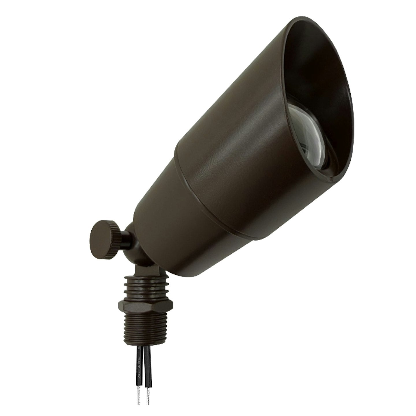 Bronze-finished landscape bullet light with conical reflector and adjustable head for outdoor use style 2 modern 12v