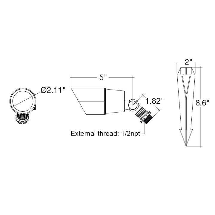 Landscape Bullet Light - MR-16: Style 2 Modern, 12V, Oil Rubbed Bronze or Matte Black