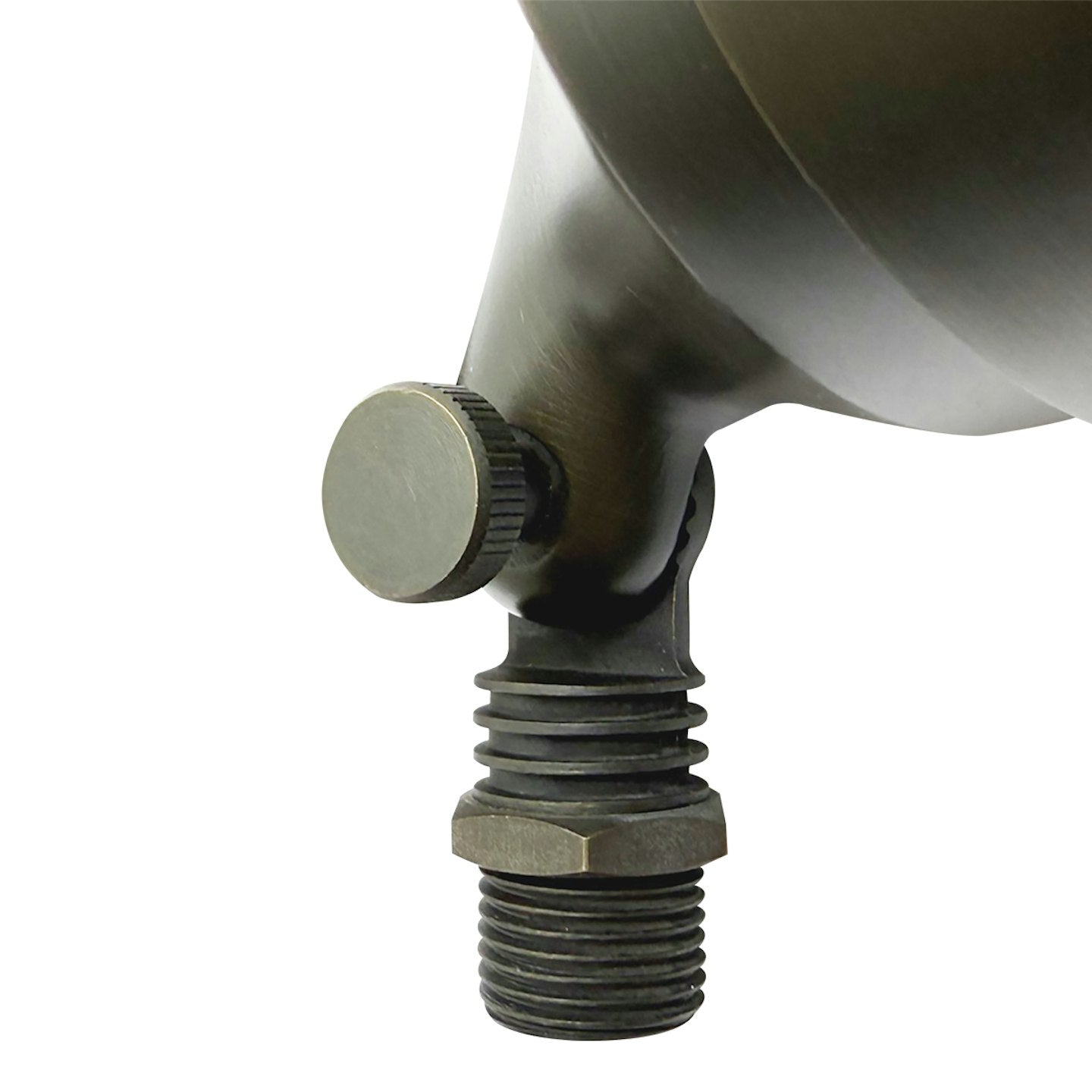 Industrial-style landscape flood light with oil rubbed bronze finish and threaded base for outdoor lighting