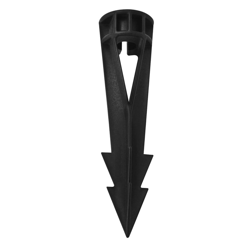 Black plastic garden spike with textured top and pointed tip for landscape flood light in oil rubbed bronze finish