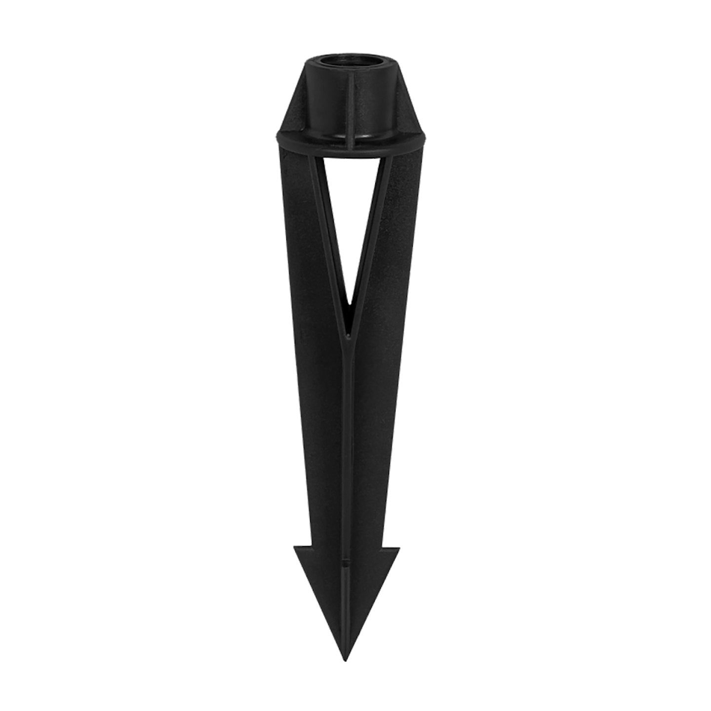 Black plastic garden spike with triangular cross-section and pointed tip for landscape bullet light mr-16 style 3