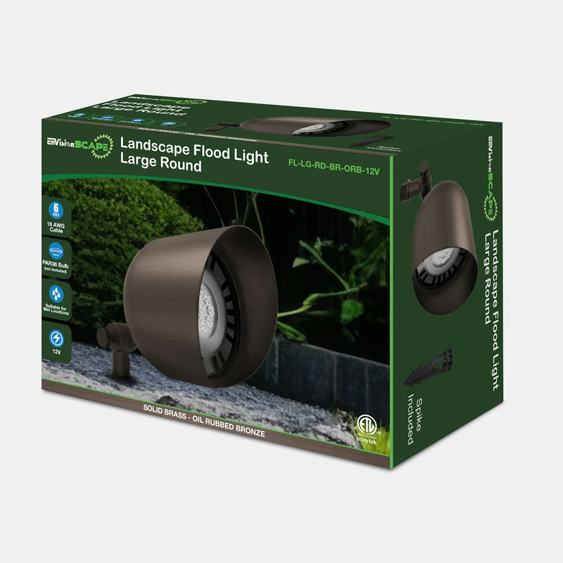 Oil rubbed bronze landscape flood light with solid brass construction and par38 bulb for outdoor lighting