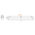 2ft round strip light white metal track fixture with circular end caps and mounting holes sensor ready strip light