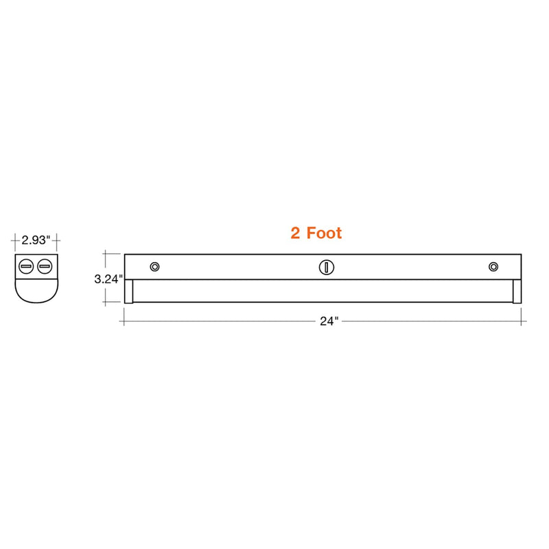 2ft round strip light white metal track fixture with circular end caps and mounting holes sensor ready strip light