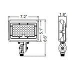 Rectangular led mini flood work light with 48 bulbs, amber 2200k, metal housing, adjustable bracket, white or bronze finish