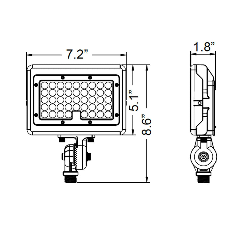 Rectangular led mini flood work light with 48 bulbs, amber 2200k, metal housing, adjustable bracket, white or bronze finish