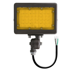 LED Mini Flood, 2200K Amber, 7000 Lumen Max, Wattage Selectable, Integrated Photocell, 120-277V, White or Bronze Finish