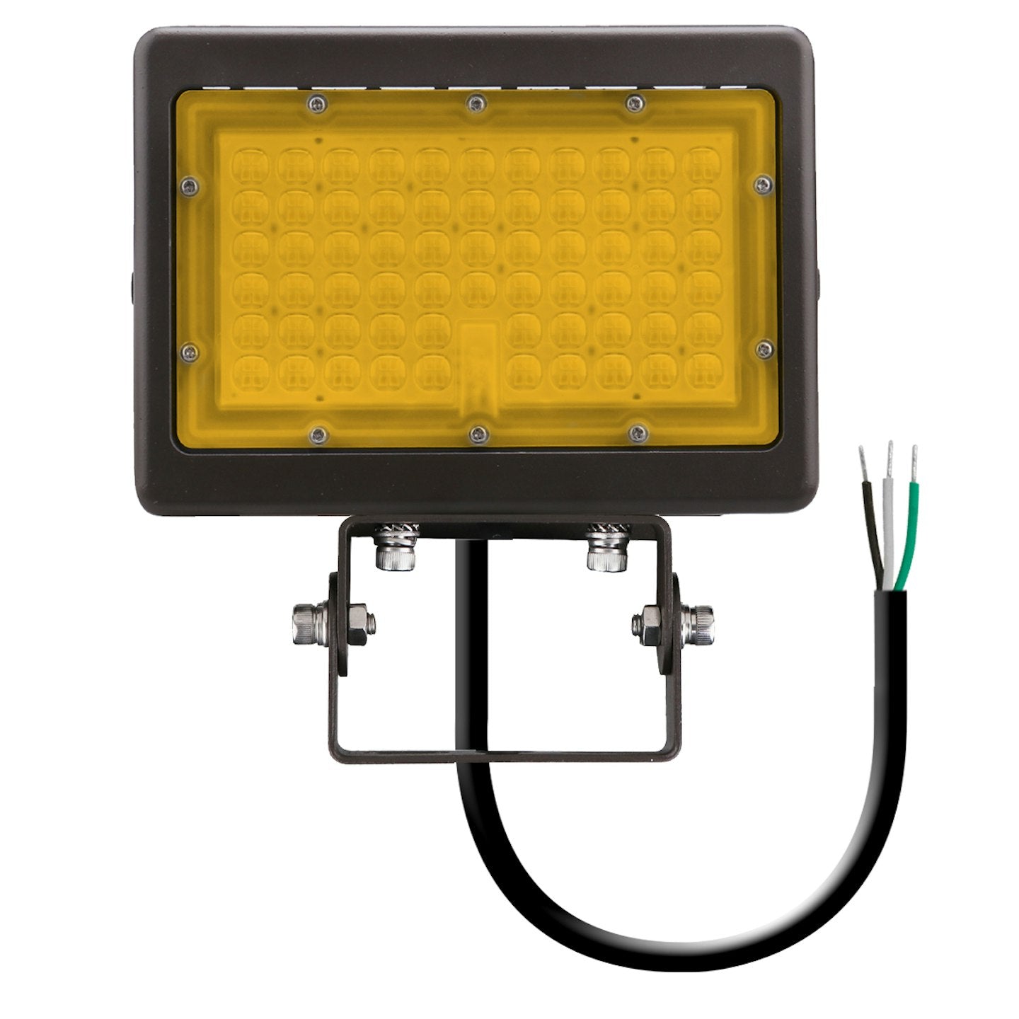 LED Mini Flood, 2200K Amber, 11,200 Lumen Max, Wattage Selectable, Integrated Photocell, 120-277V, White or Bronze Finish