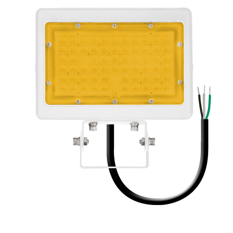 LED Mini Flood, 2200K Amber, 11,200 Lumen Max, Wattage Selectable, Integrated Photocell, 120-277V, White or Bronze Finish