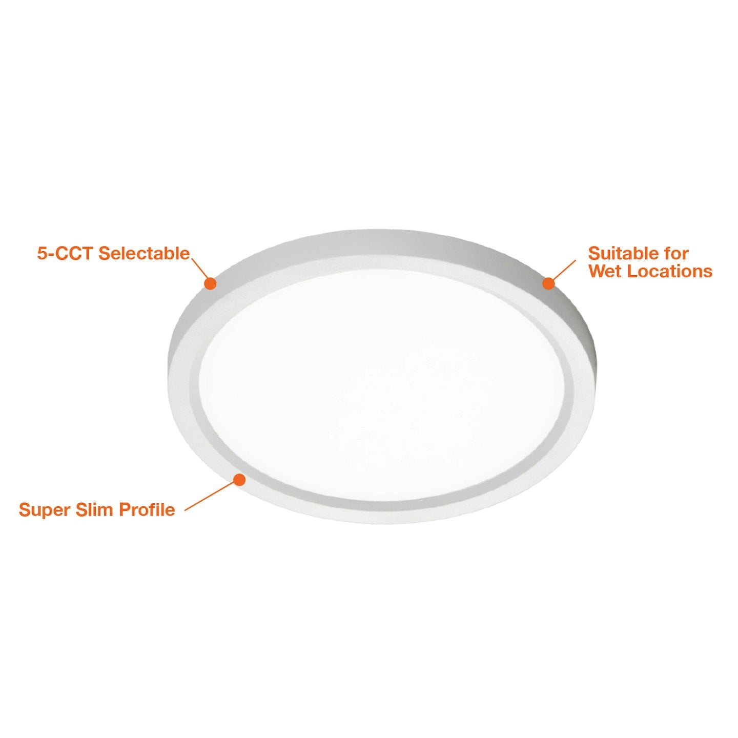 5" Round Ceiling Light, Dimmable, 1000 Lumen Max, Wattage and CCT Selectable, 120-277V