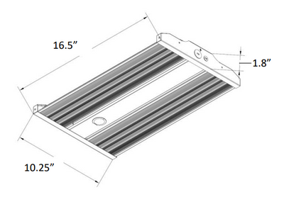 Low Profile Linear High Bay Fixture, 18000 Lumen Max, CCT Selectable, 120-277V