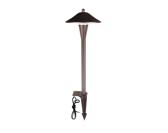 Bronze outdoor pathway lighting in a white background