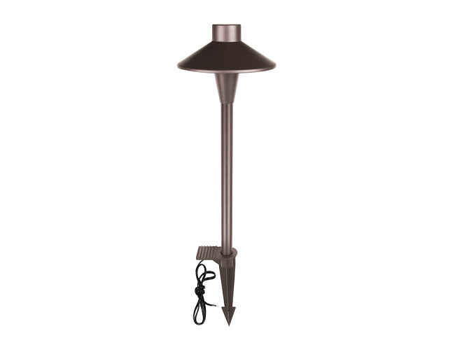 Bronze outdoor pathway lighting in a white background