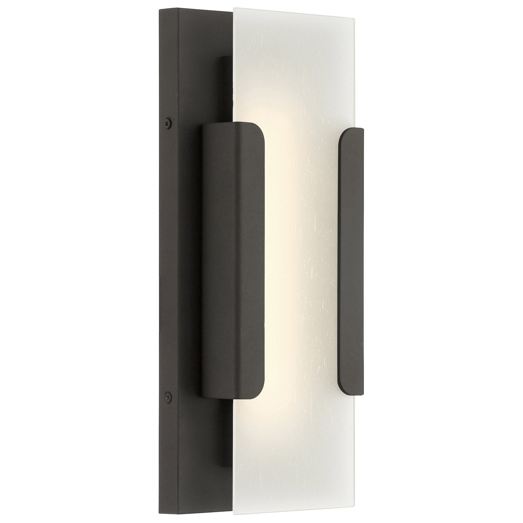 Modern wall-mounted light fixture with bronze finish on a white background