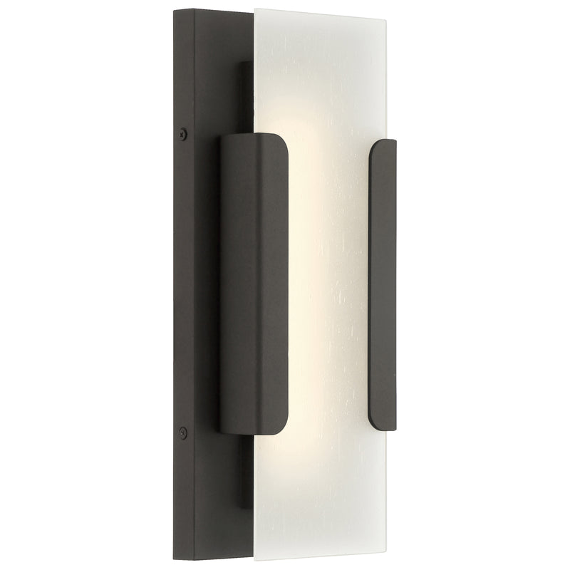 Modern wall-mounted light fixture with bronze finish on a white background