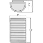 Technical drawing of a wall mount light with dimensions labeled
