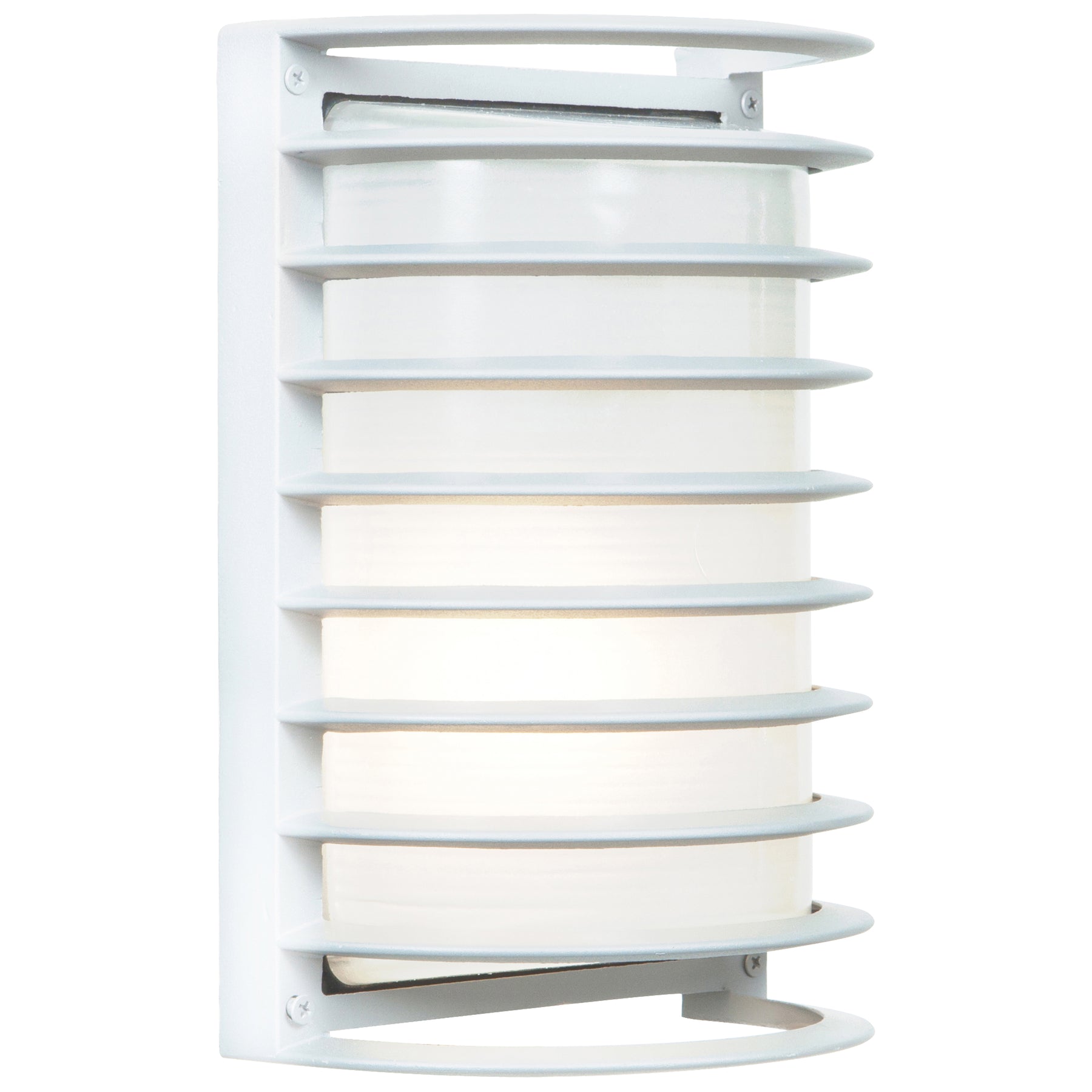 White wall-mounted lamp with tiered design on a white background
