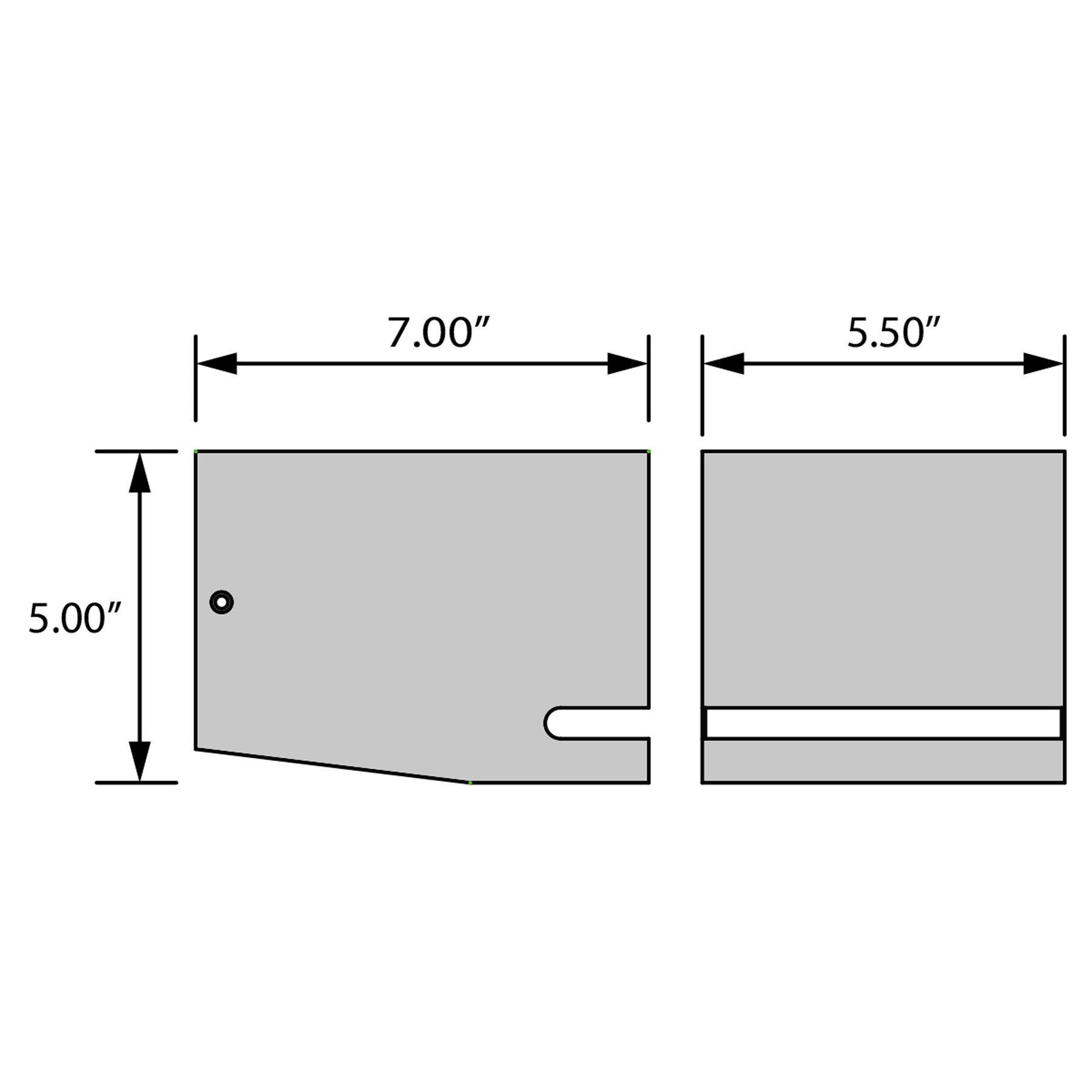 Dimensions of a wall mount light with measurements labeled