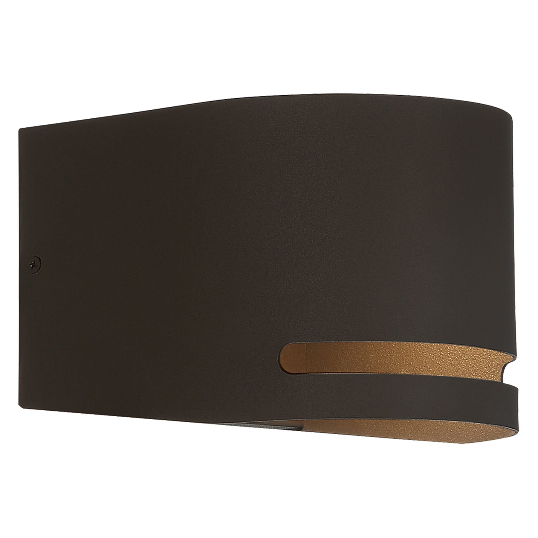Bronze wall light fixture with a brown accent on a white background