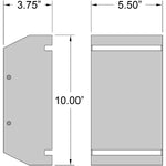 Dimensions of a wall mount light with labeled dimensions.