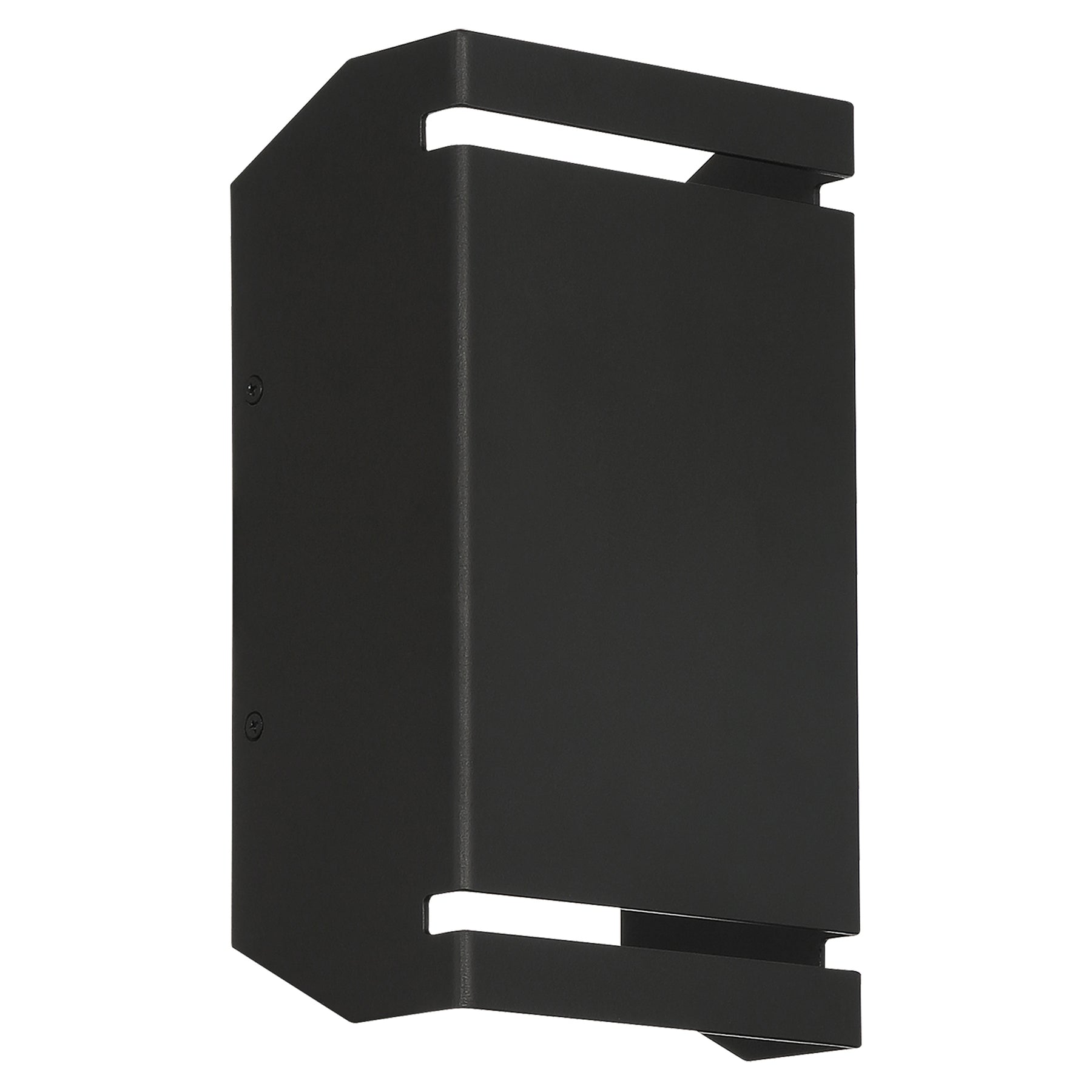 Black metal wall-mounted trash can on a white background
