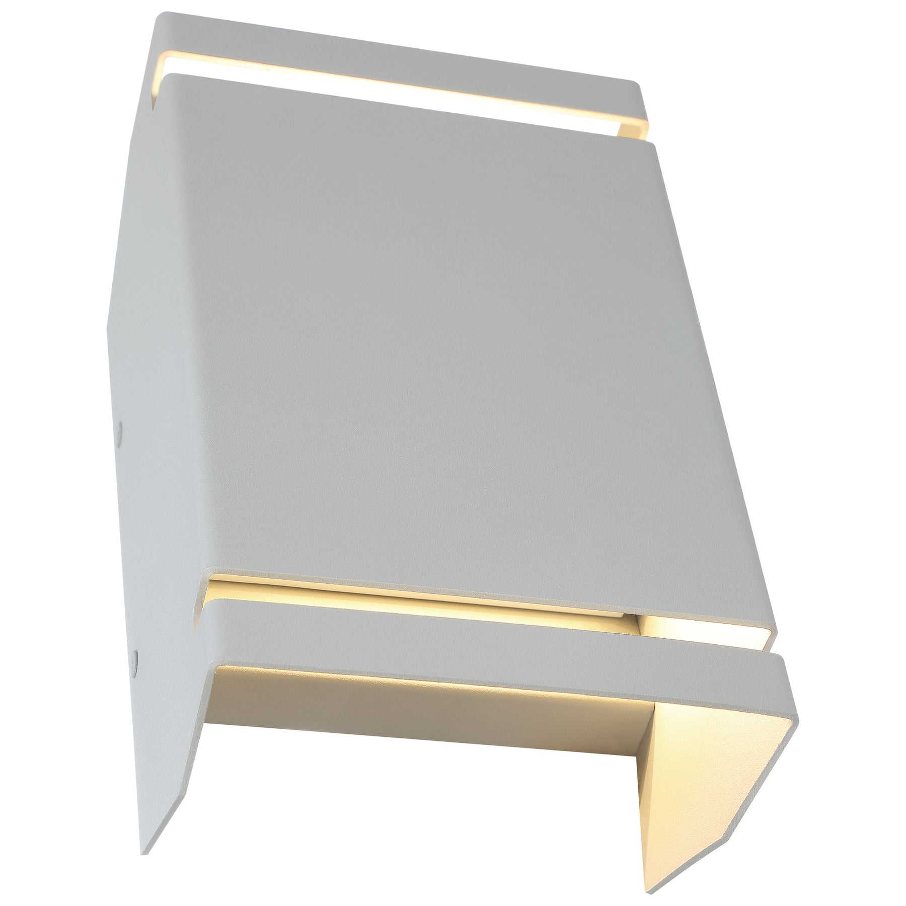 Modern wall-mounted light fixture with a geometric design on a white background