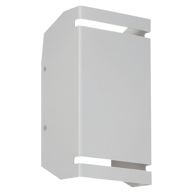 Modern satin finish outdoor wall light fixture on a white background