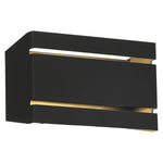 Black and gold wall-mounted shelf on a white background