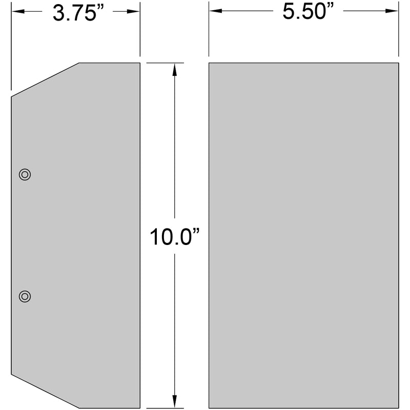 Dimensions of an LED Wall Mount with dimensions labeled.