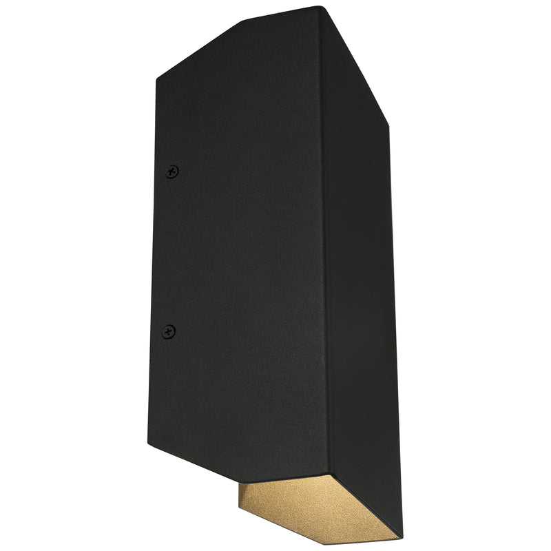 Black outdoor wall light fixture on a white background