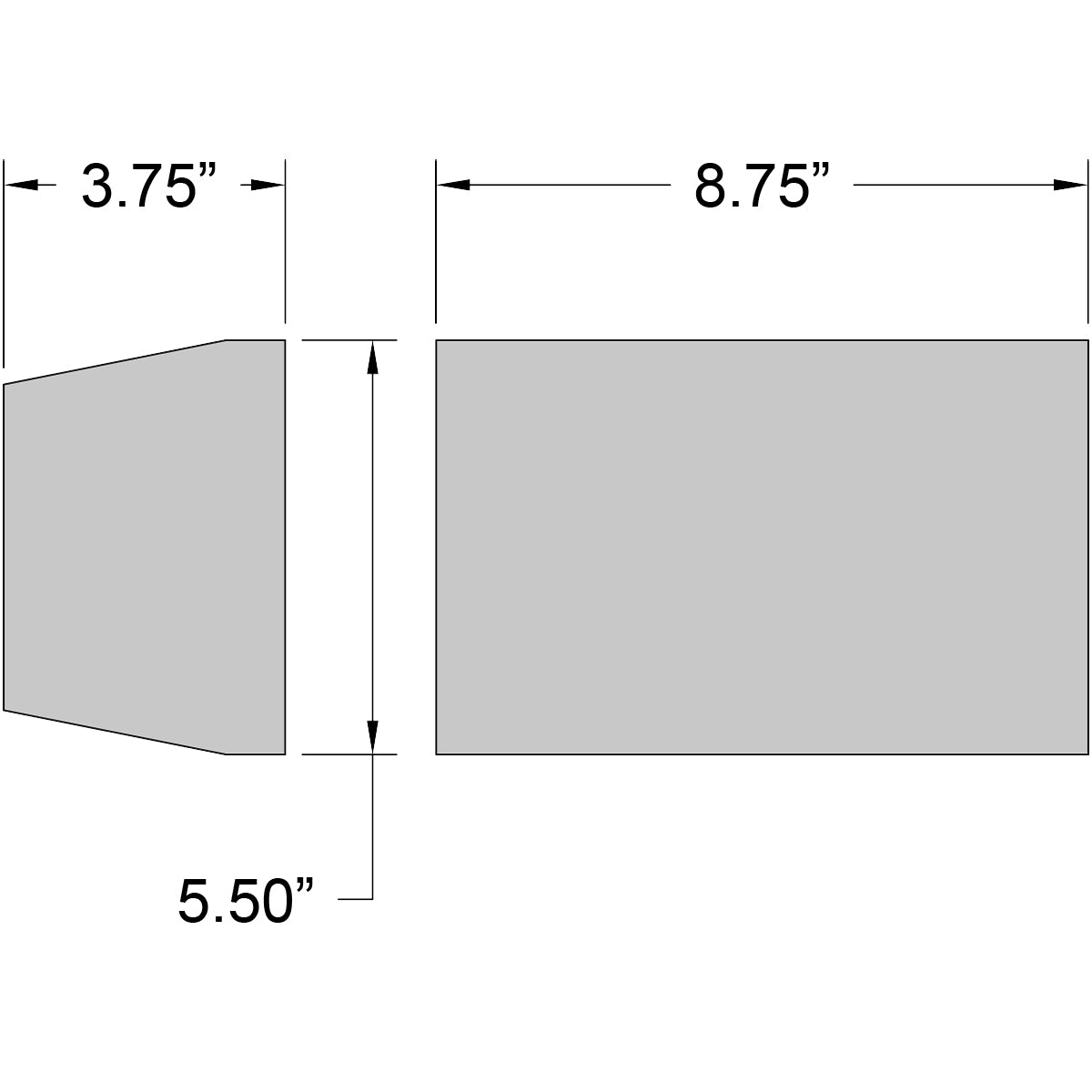 Dimensions of a wall mount light with measurements in inches