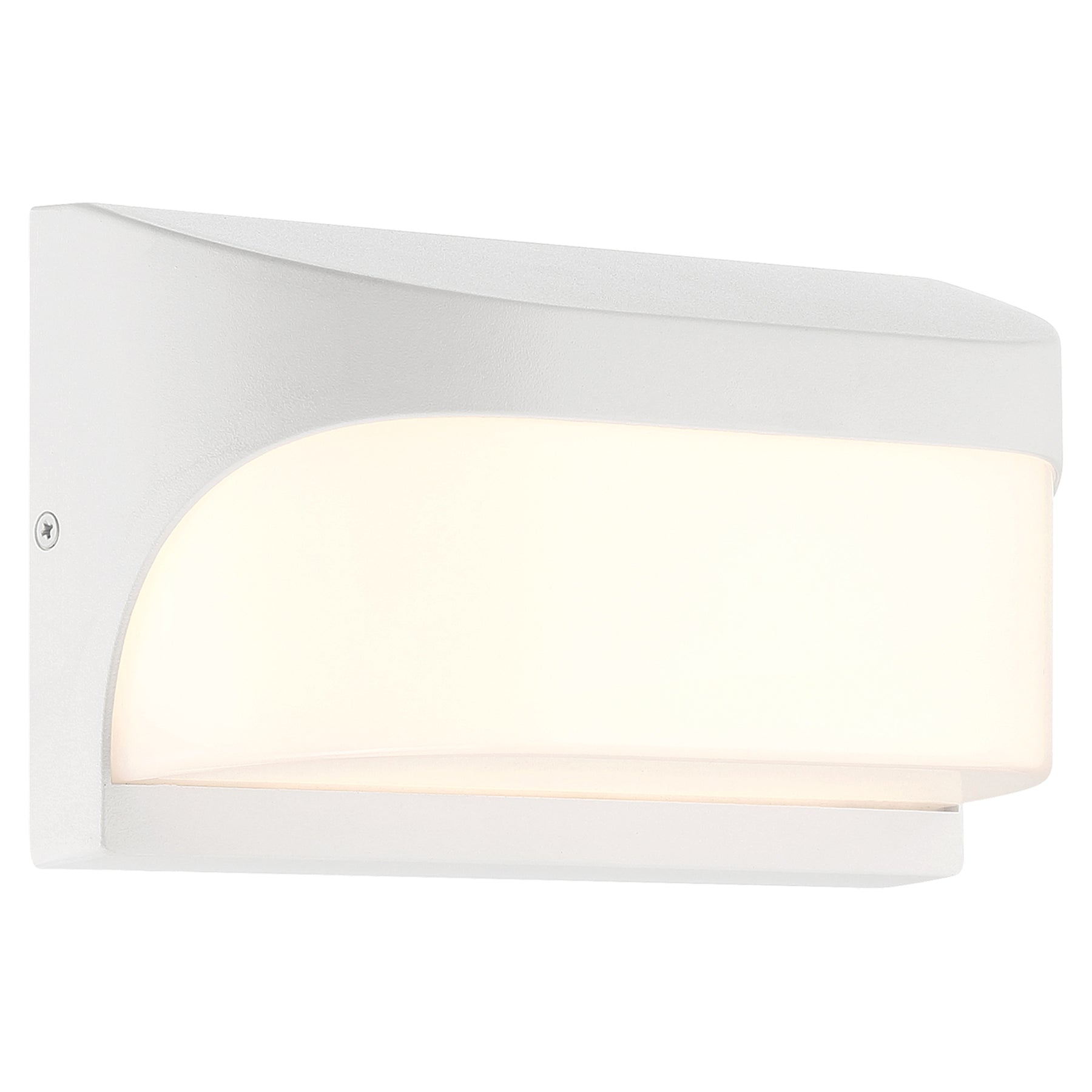 White wall-mounted light fixture on a white background