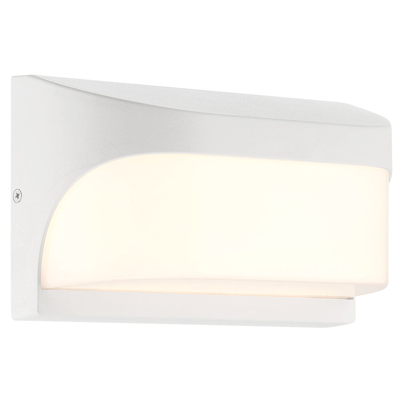 White wall-mounted light fixture on a white background