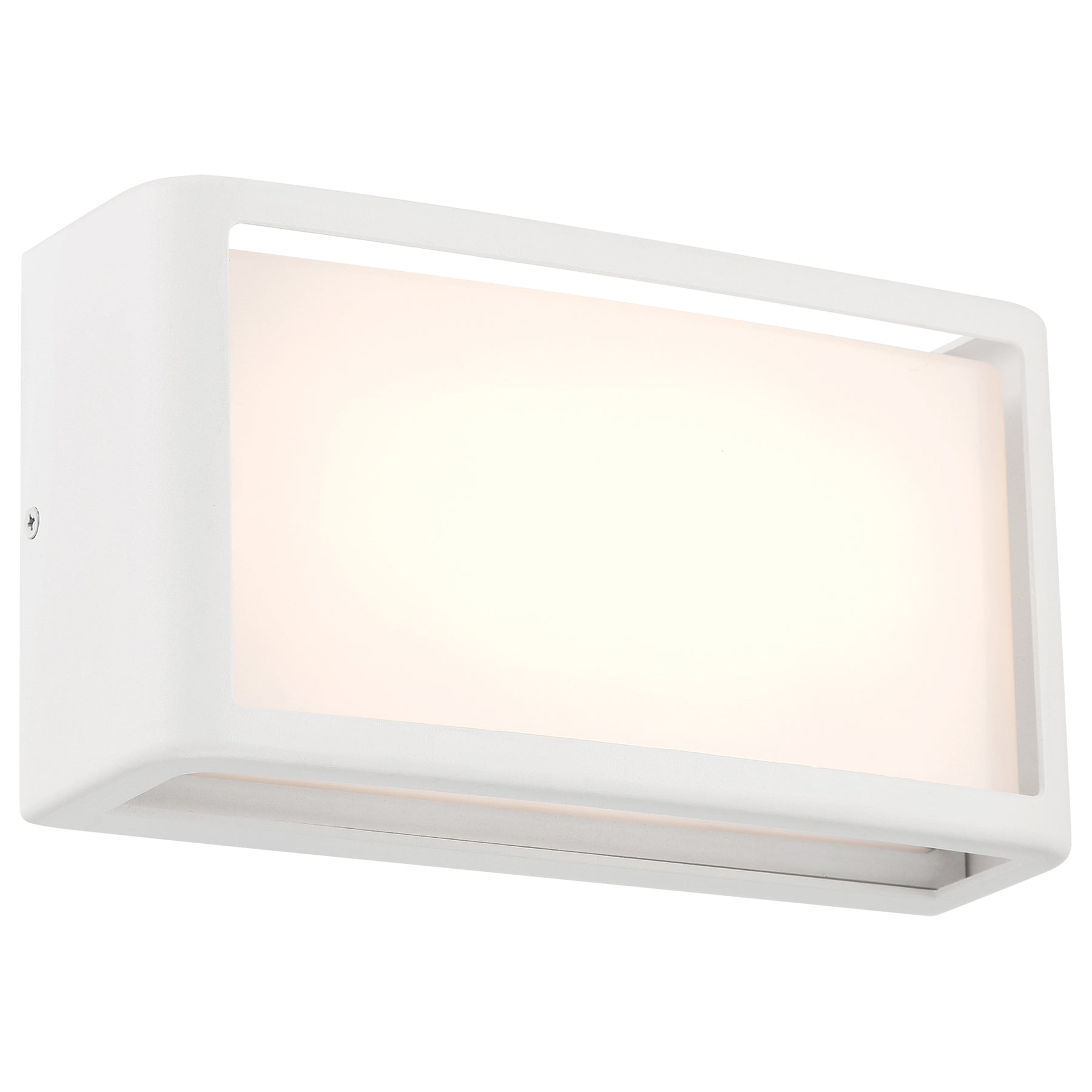 White wall-mounted light fixture on a white background