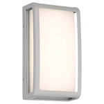 Rectangular satin wall light fixture with white glass on a white background