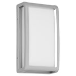 Rectangular satin outdoor wall light fixture on a white background