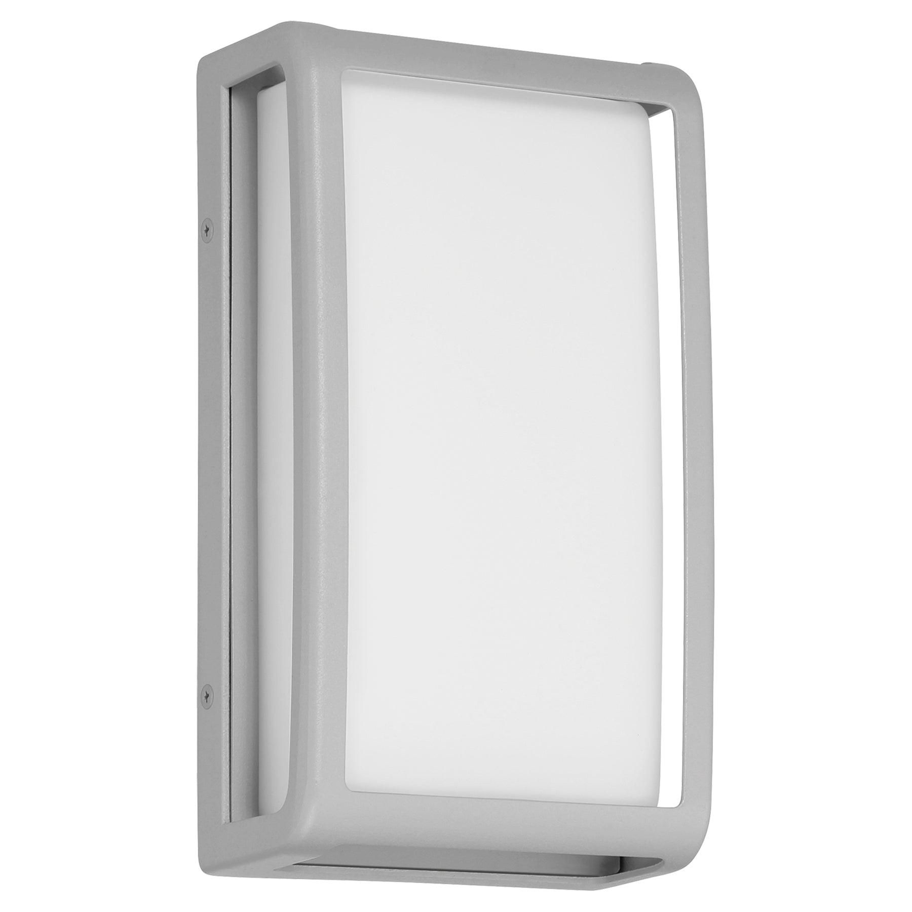 Rectangular satin outdoor wall light fixture on a white background