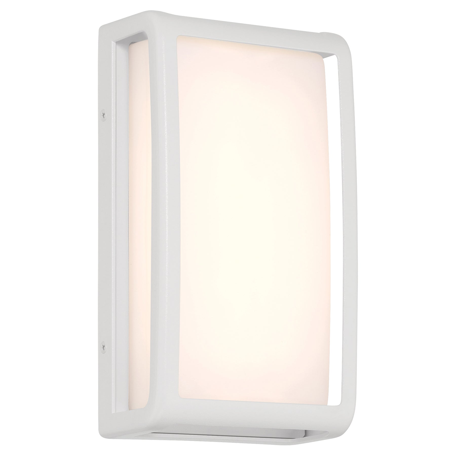 White wall-mounted light fixture on a white background